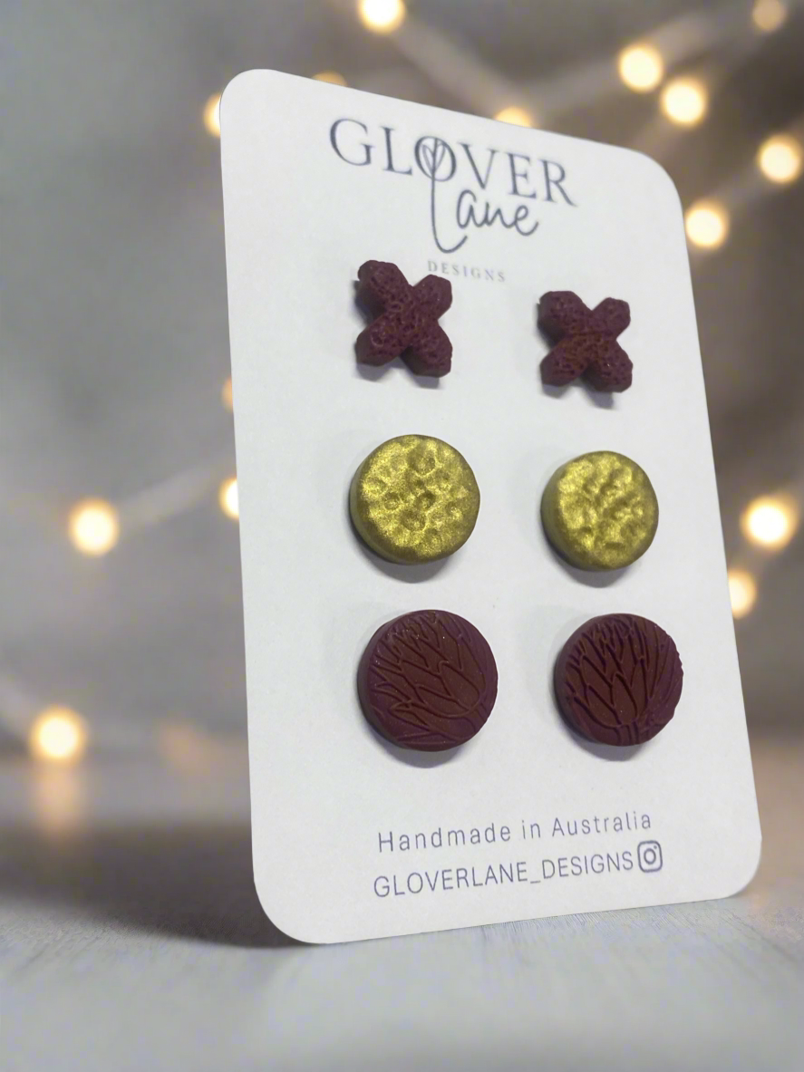 Embossed Burgundy Stud Pack