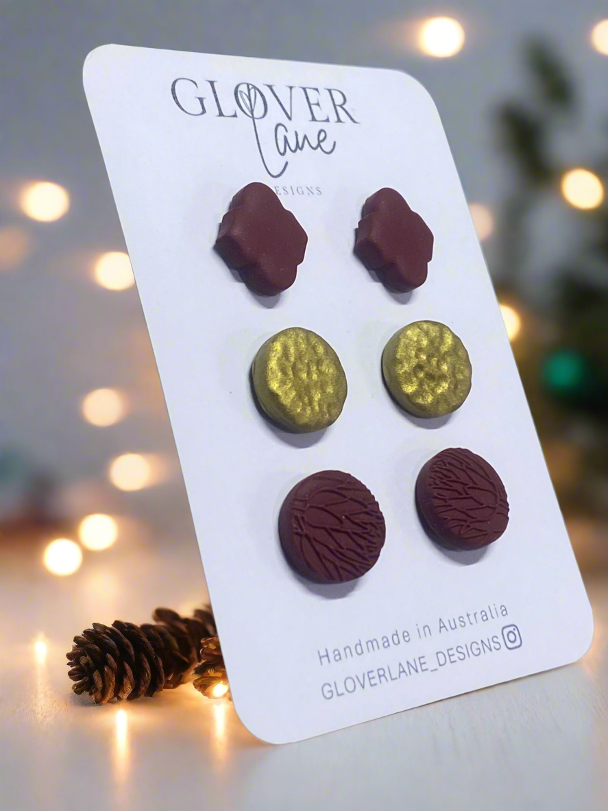 Embossed Burgundy Stud Pack