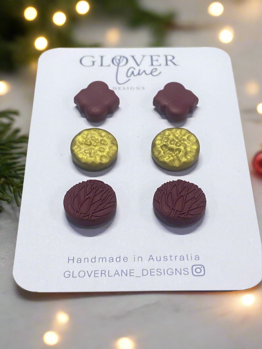 Embossed Burgundy Stud Pack