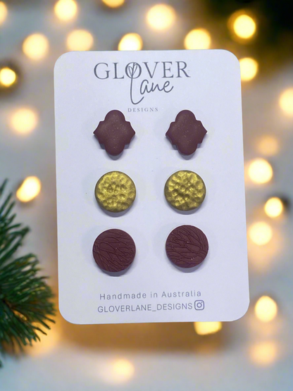 Embossed Burgundy Stud Pack