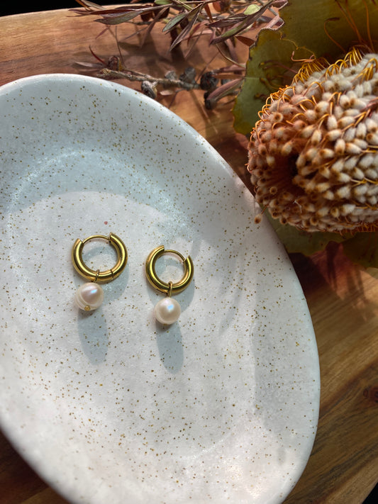 Freshwater Pearl Huggie Earrings