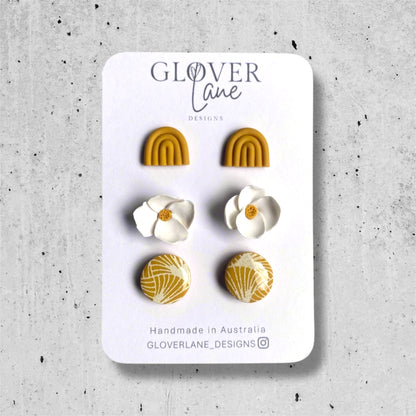 Floral Mustard Stud Pack