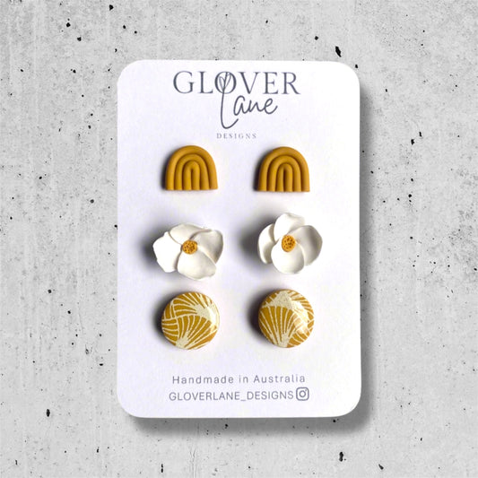 Floral Mustard Stud Pack