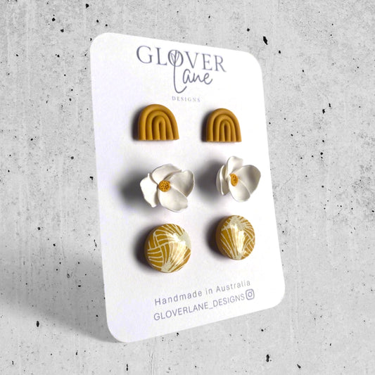 Floral Mustard Stud Pack