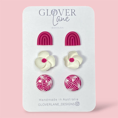 Floral Fuchsia Stud Pack