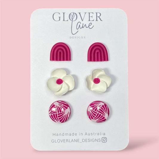 Floral Fuchsia Stud Pack