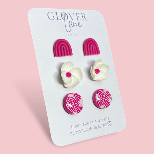 Floral Fuchsia Stud Pack