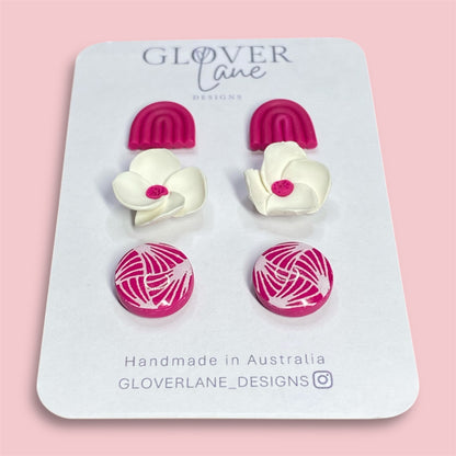 Floral Fuchsia Stud Pack